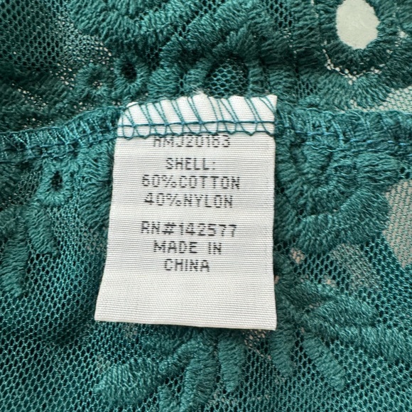 Haute Mode Mesh Embroidered Lace Long Sleeve Teal Cardigan - Picture 9 of 9